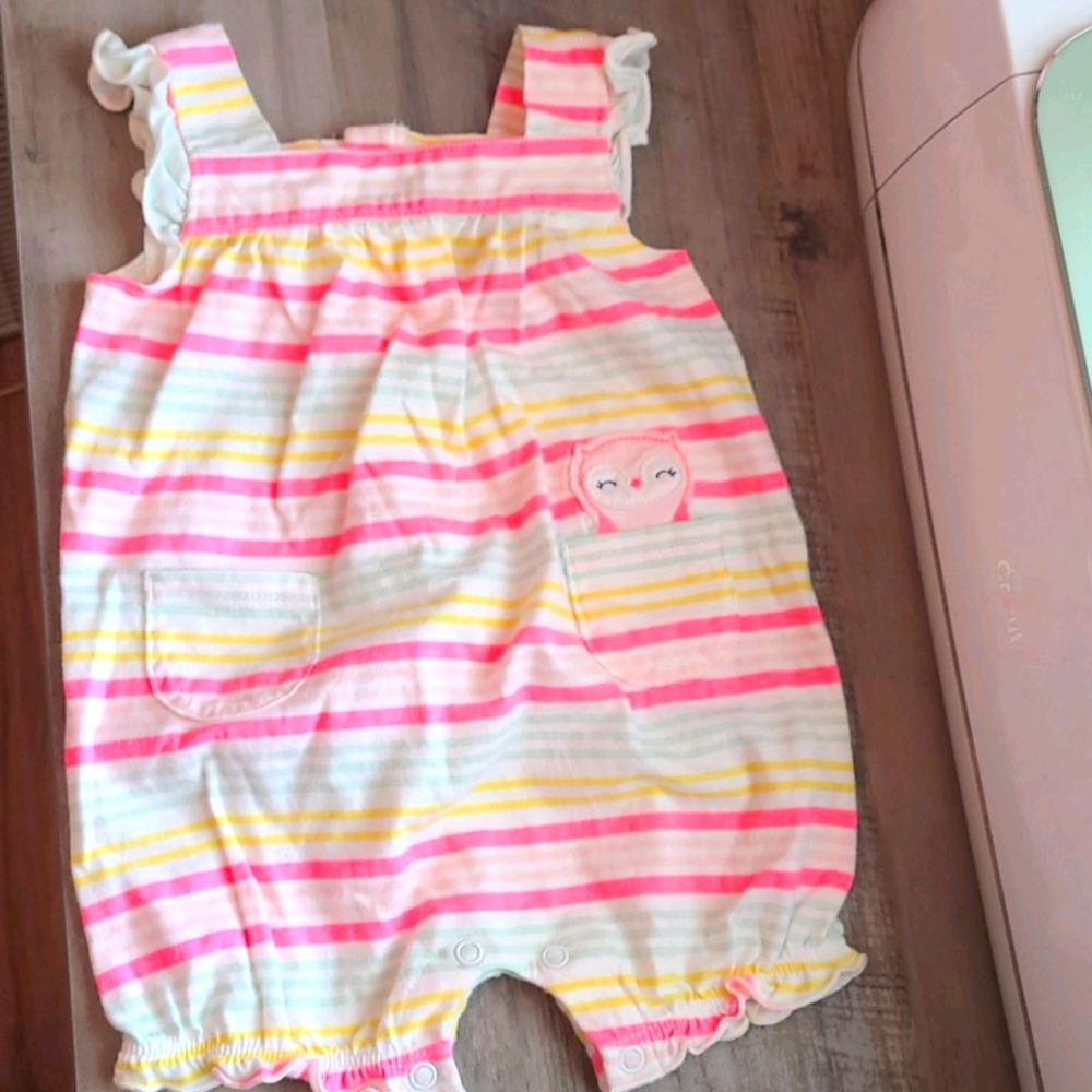 Summer owl romper (size 6M)